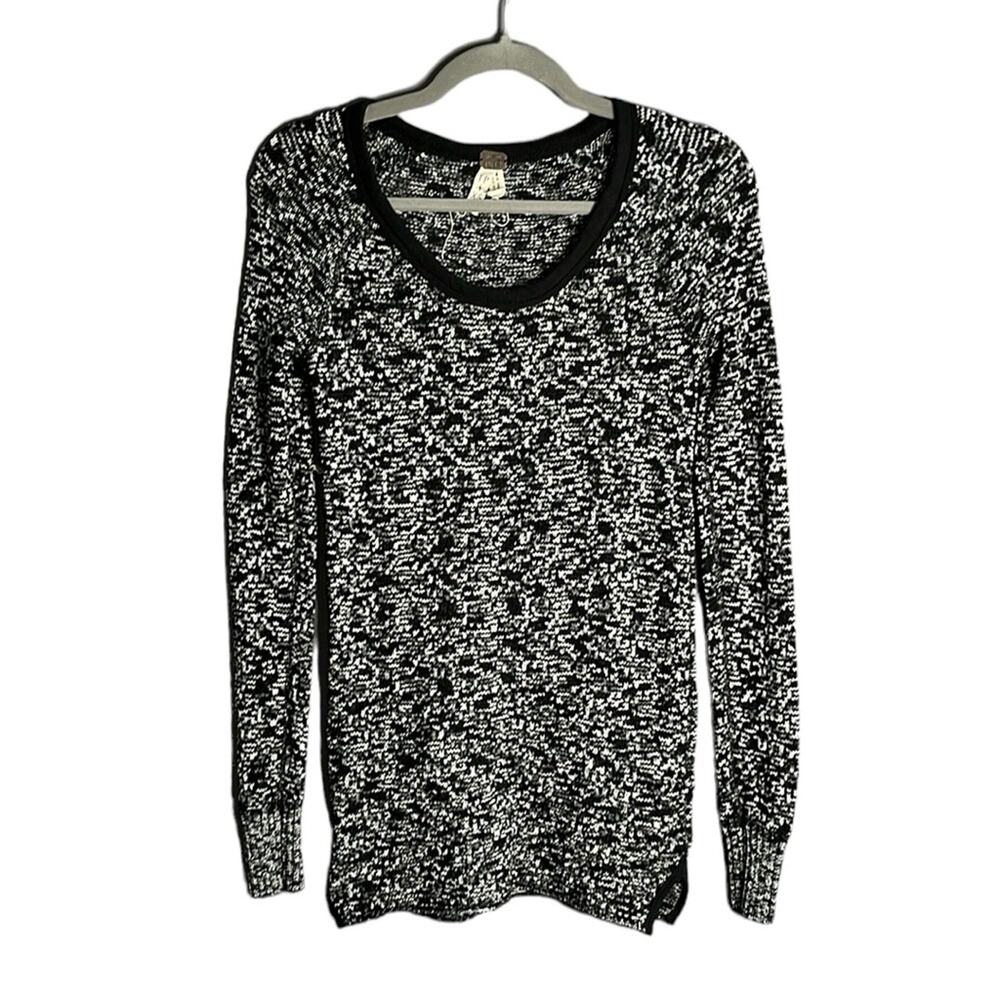 We the Free Black and White Marled Long Sweater With Scoop Neckline Size XS